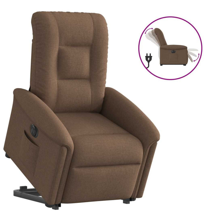 Fauteuil inclinable électrique marron tissu | Mobilier & Déco
