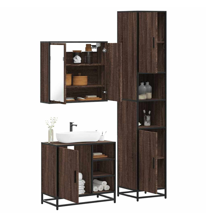 Ensemble de meubles de salle de bain 3 pcs Chêne marron | Mobilier & Déco