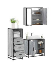 Ensemble de meubles de salle de bain 3 pcs Sonoma gris | Mobilier & Déco