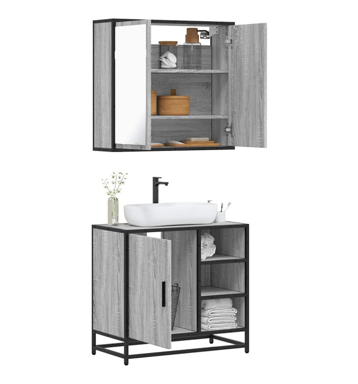 Ensemble de meubles de salle de bain 2 pcs Sonoma gris | Mobilier & Déco