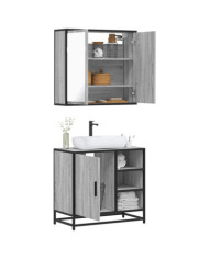 Ensemble de meubles de salle de bain 2 pcs Sonoma gris | Mobilier & Déco
