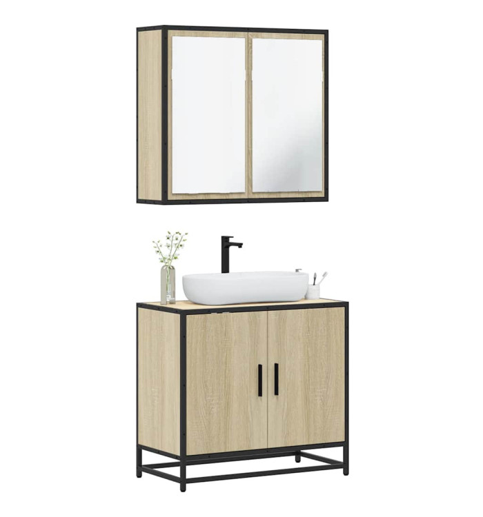 Ensemble de meubles de salle de bain 2 pcs chêne sonoma | Mobilier & Déco