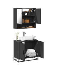 Ensemble de meubles salle de bain 2 pcs noir bois d'ingénierie | Mobilier & Déco