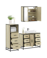 Ensemble de meubles de salle de bain 3 pcs chêne sonoma | Mobilier & Déco