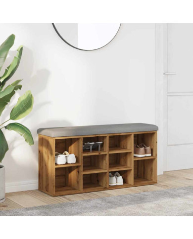 Banc à chaussures chêne artisanal 102x32x50cm bois d'ingénierie | Mobilier & Déco