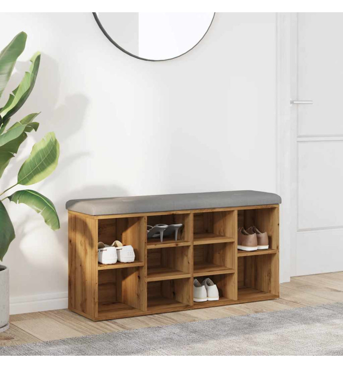 Banc à chaussures chêne artisanal 102x32x50cm bois d'ingénierie | Mobilier & Déco