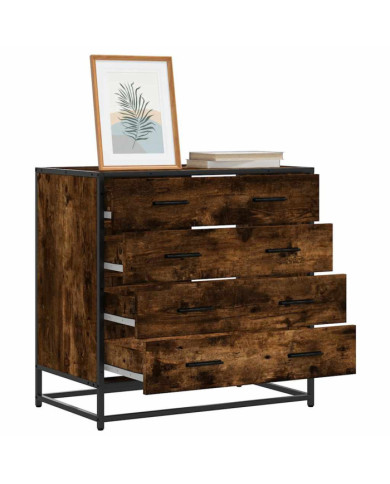 Commode chêne fumé 70x41x70 cm bois d'ingénierie | Mobilier & Déco