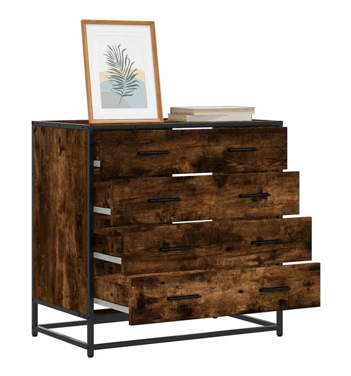 Commode chêne fumé 70x41x70 cm bois d'ingénierie | Mobilier & Déco
