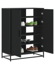 Meuble à chaussures noir 75x38x97,5 cm bois d'ingénierie métal | Mobilier & Déco