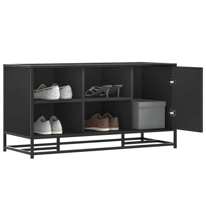 Banc à chaussures noir 100x40x53,5cm bois d'ingénierie et métal | Mobilier & Déco