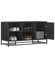 Banc à chaussures noir 100x40x53,5cm bois d'ingénierie et métal | Mobilier & Déco