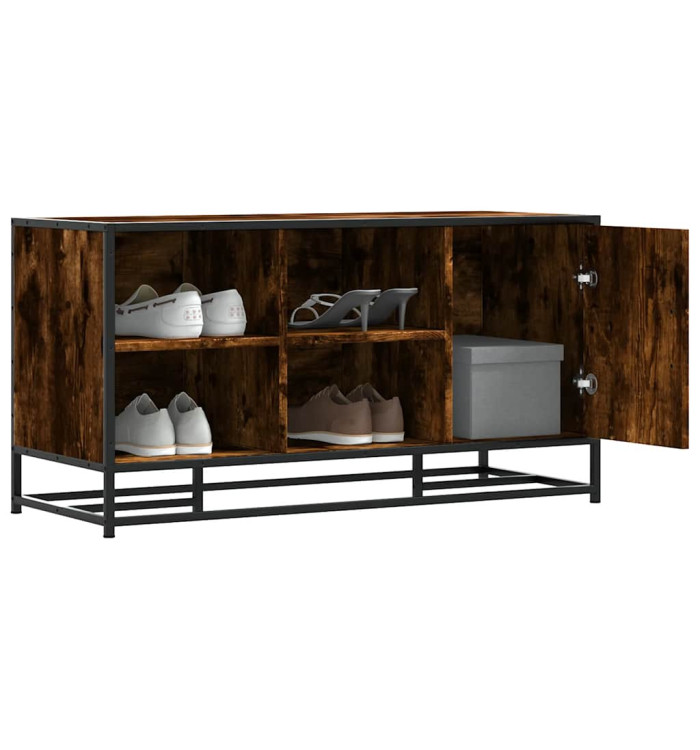 Banc à chaussures chêne fumé bois d'ingénierie et métal | Mobilier & Déco