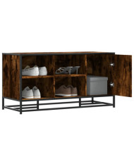 Banc à chaussures chêne fumé bois d'ingénierie et métal | Mobilier & Déco