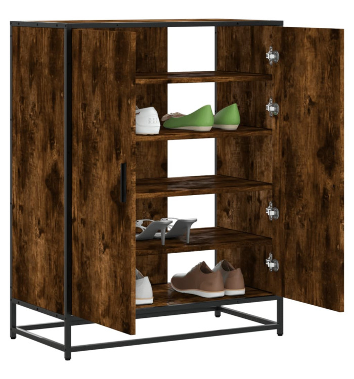 Meuble à chaussures chêne fumé bois d'ingénierie et métal | Mobilier & Déco