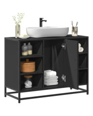 Armoire lavabo de salle de bain noir 80x33x60cm bois ingénierie | Mobilier & Déco