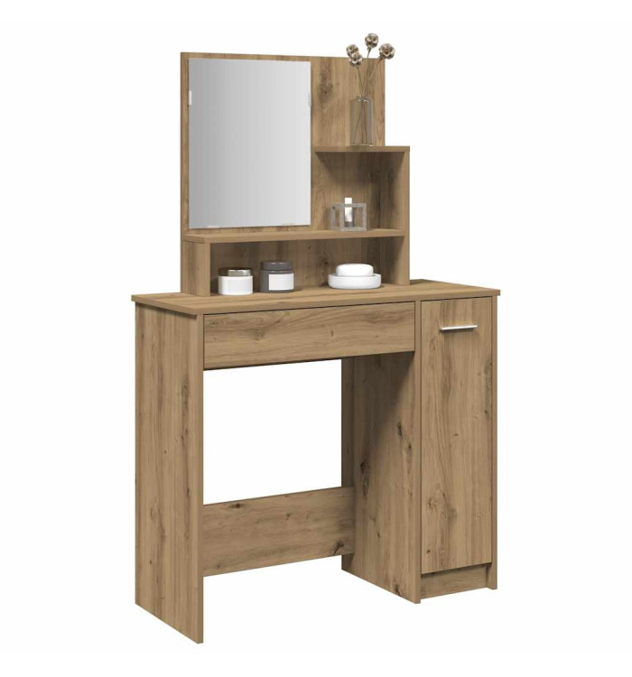Coiffeuse avec miroir chêne artisanal 86,5x35x136 cm | Mobilier & Déco