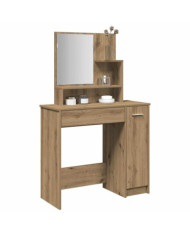 Coiffeuse avec miroir chêne artisanal 86,5x35x136 cm | Mobilier & Déco
