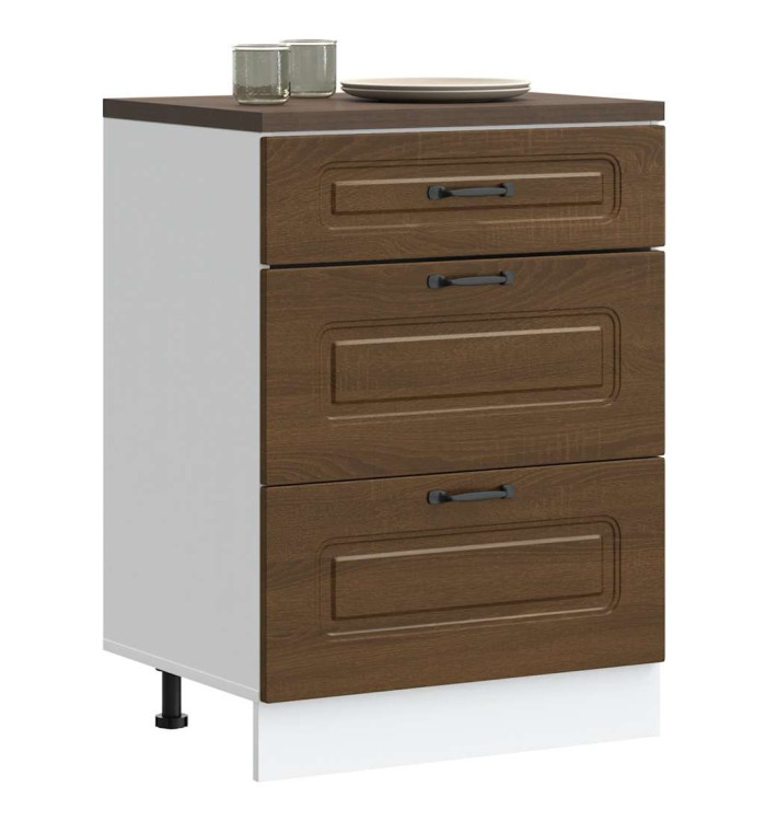 Armoire de cuisine Kalmar chêne marron bois d'ingénierie | Mobilier & Déco