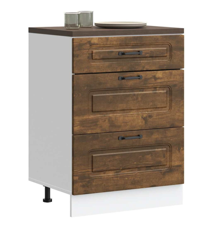 Armoire de cuisine Kalmar chêne fumé bois d'ingénierie | Mobilier & Déco