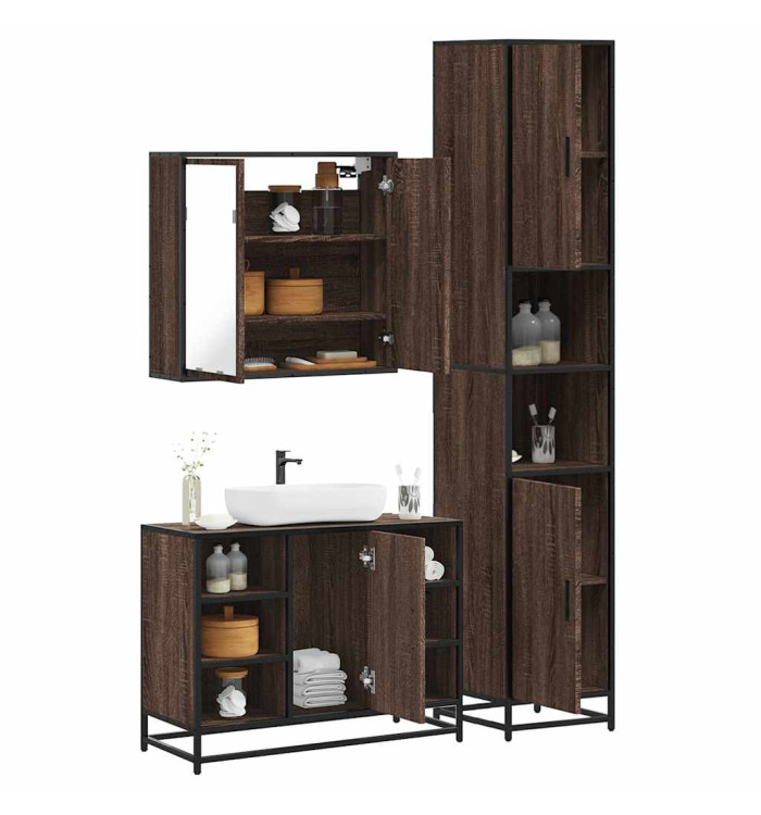 Ensemble de meubles de salle de bain 3 pcs Chêne marron | Mobilier & Déco