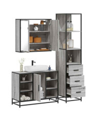 Ensemble de meubles de salle de bain 3 pcs Sonoma gris | Mobilier & Déco