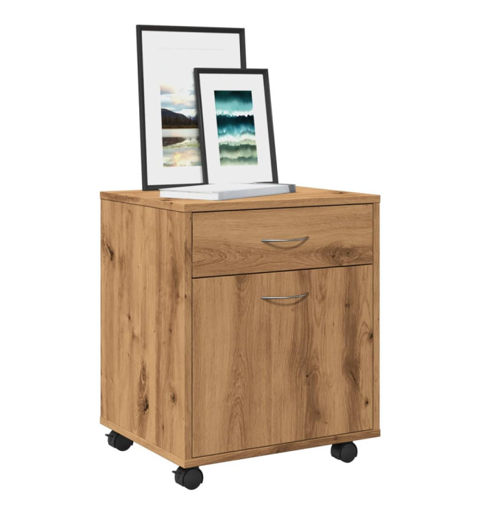 Armoire roulante chêne artisanal 45x38x54 cm bois d'ingénierie | Mobilier & Déco