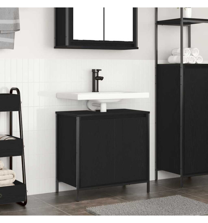 Meuble vasque de salle de bain noir 60x34,5x60 cm | Mobilier & Déco