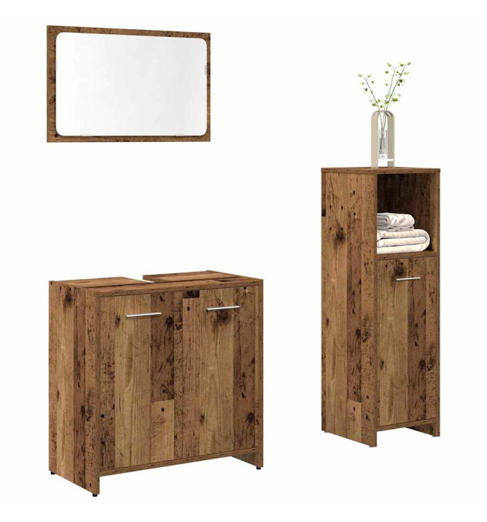 Ensemble de meubles salle de bain 3 pcs bois d'ingénierie | Mobilier & Déco