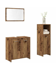 Ensemble de meubles salle de bain 3 pcs bois d'ingénierie | Mobilier & Déco