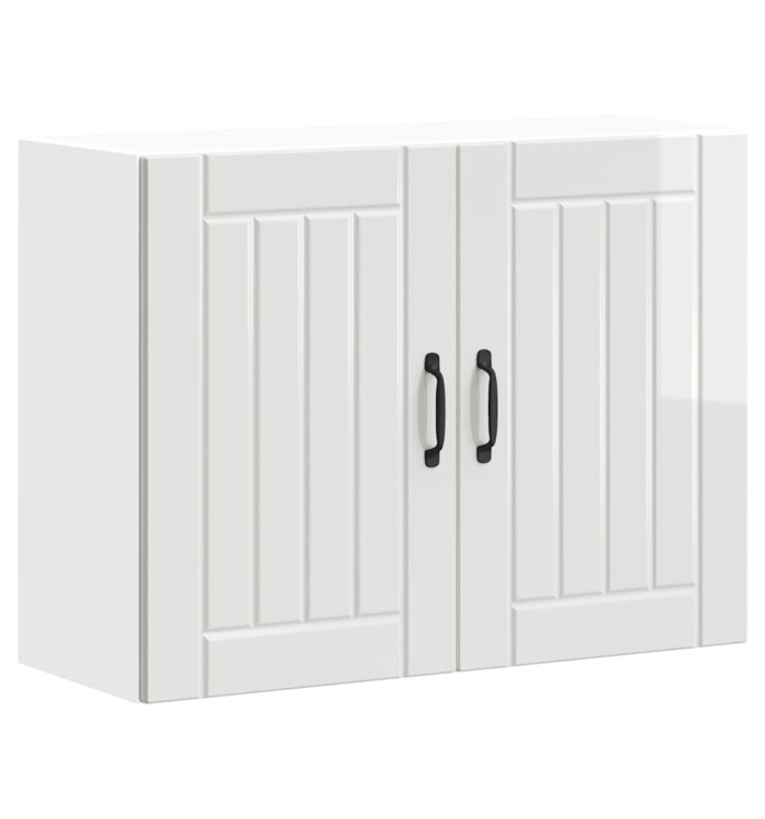 Armoire murale de cuisine Lucca blanc brillant bois ingénierie | Mobilier & Déco