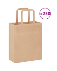 Sacs en papier 250 pcs avec poignées marron 18x8x22 cm | Mobilier & Déco
