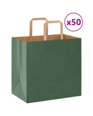Sacs en papier 50 pcs avec poignées vert 26x17x25 cm | Mobilier & Déco