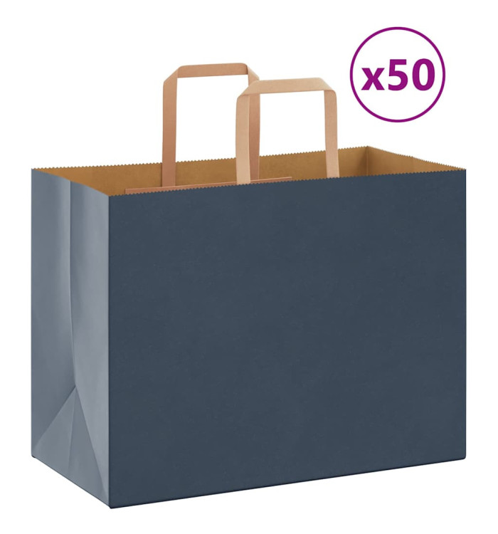 Sacs en papier 50 pcs avec poignées bleu 32x17x25 cm | Mobilier & Déco