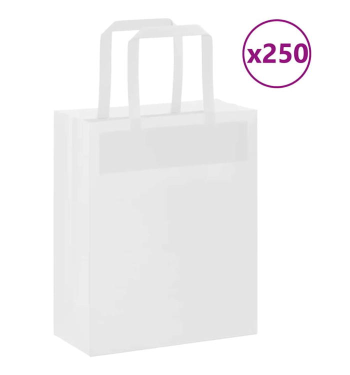 Sacs en papier 250 pcs avec poignées marron 18x8x22 cm | Mobilier & Déco