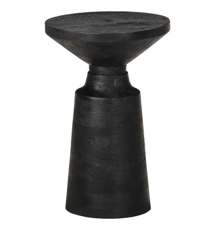Table d'appoint noir Ø33x50 cm bois de manguier massif | Mobilier & Déco