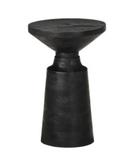 Table d'appoint noir Ø33x50 cm bois de manguier massif | Mobilier & Déco