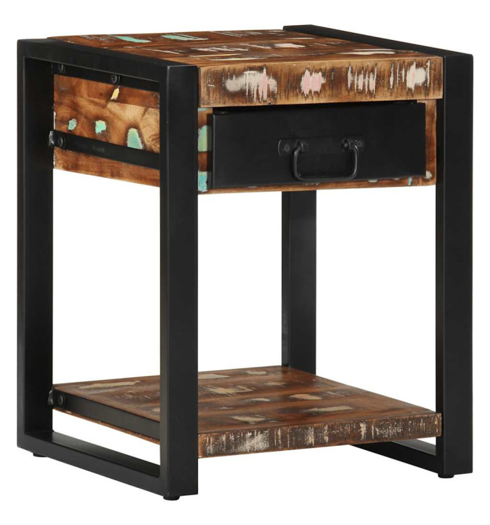 Table d'appoint multicolore 40x40x50cm bois récupération massif | Mobilier & Déco