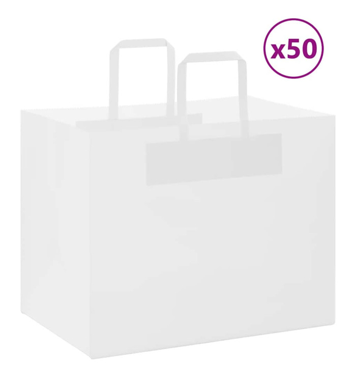 Sacs en papier 50 pcs avec poignées blanc 32x22x24 cm | Mobilier & Déco