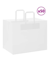 Sacs en papier 50 pcs avec poignées blanc 32x22x24 cm | Mobilier & Déco