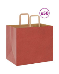 Sacs en papier 50 pcs avec poignées rouge 32x22x28 cm | Mobilier & Déco