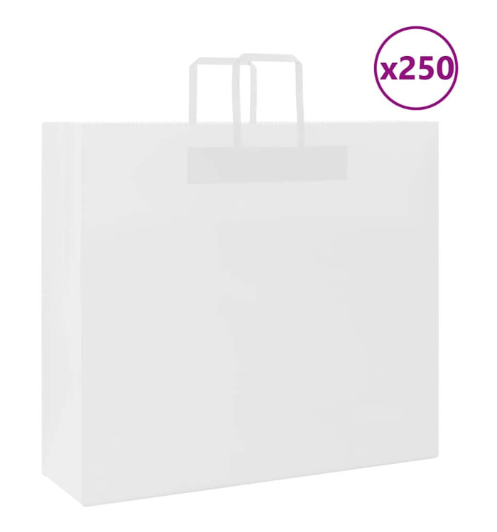 Sacs en papier 250 pcs avec poignées blanc 54x15x49 cm | Mobilier & Déco