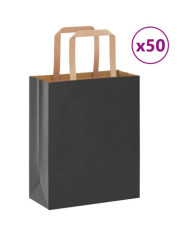 Sacs en papier 50 pcs avec poignées noir 18x8x22 cm | Mobilier & Déco