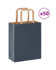 Sacs en papier 50 pcs avec poignées bleu 18x8x22 cm | Mobilier & Déco
