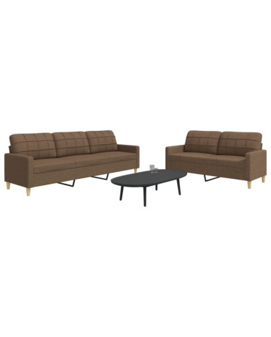 Ensemble de canapés 2 pcs marron tissu | Mobilier & Déco