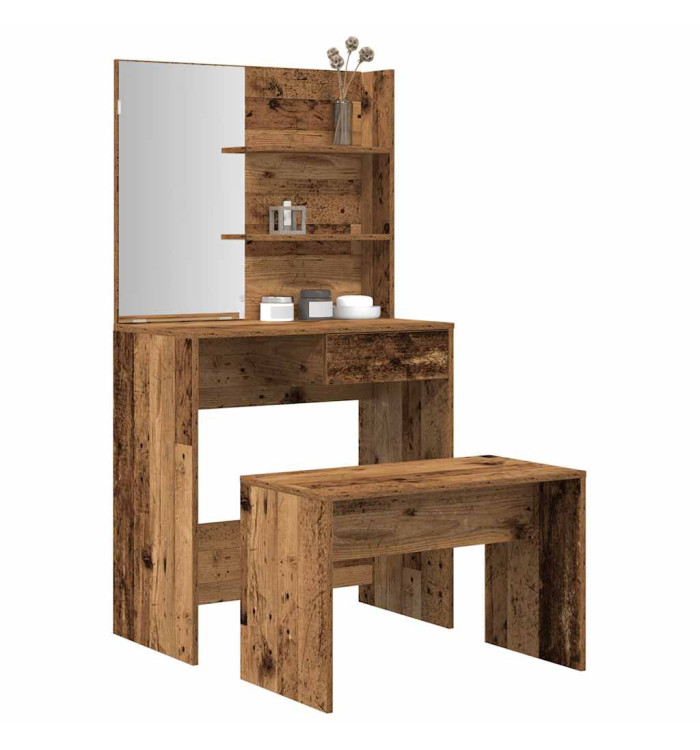 Ensemble de coiffeuse vieux bois bois d'ingénierie | Mobilier & Déco