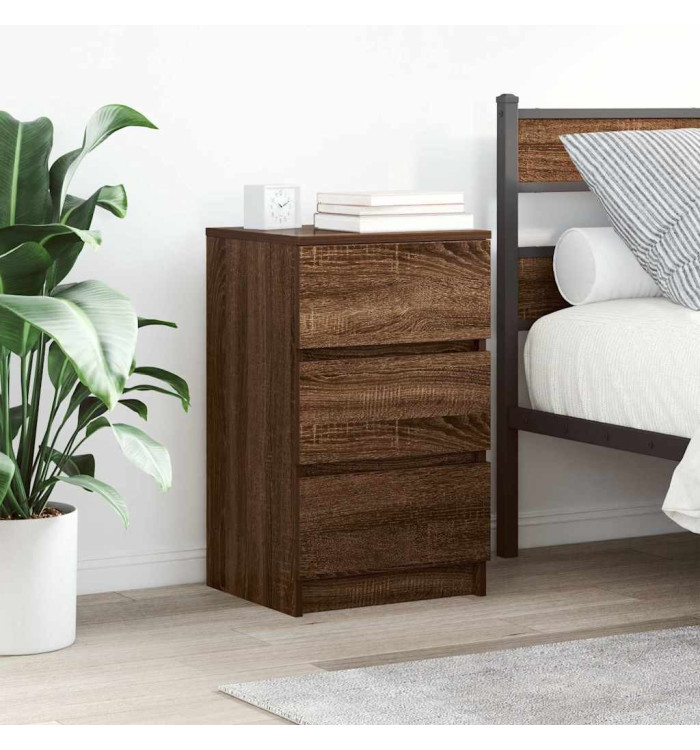 Table de chevet avec 3 tiroirs chêne marron 39x35x65 cm | Mobilier & Déco