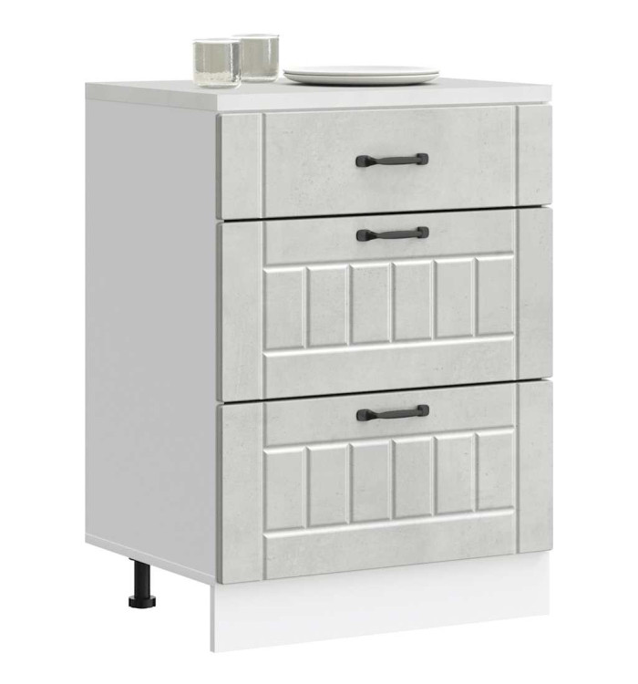Armoire de cuisine Lucca gris béton bois ingénierie | Mobilier & Déco