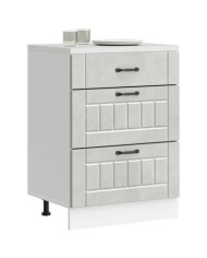Armoire de cuisine Lucca gris béton bois ingénierie | Mobilier & Déco