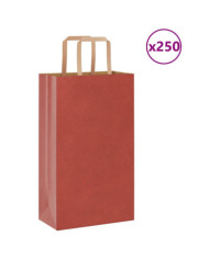 Sacs en papier 250 pcs avec poignées rouge 21x11x36 cm | Mobilier & Déco