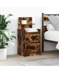 Table de chevet avec 2 tiroirs chêne fumé 38x34x80 cm | Mobilier & Déco